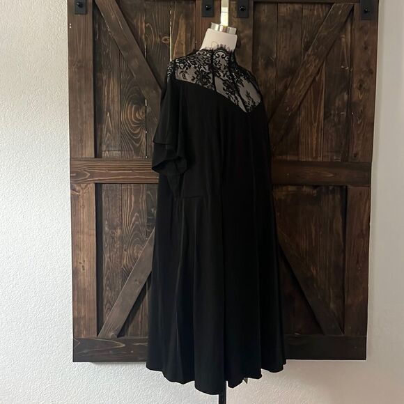 NWT Scarlet Darkness  Gothic Flutter Sleeve Lace Neck A-Line Dress Sz-24W - Picture 8 of 15